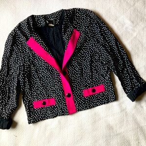 Tofy Polka Dot Statement Blazer 6 Vintage 70s/80s Pink & Black Jacket